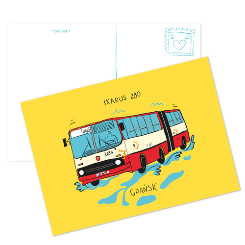Pocztówka Gdańsk Autobus Ikarus 280 1