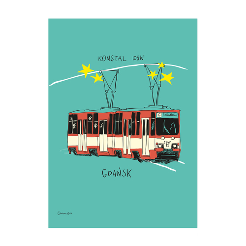 Plakat A4 Gdańsk Tramwaj Konstal 105N 1