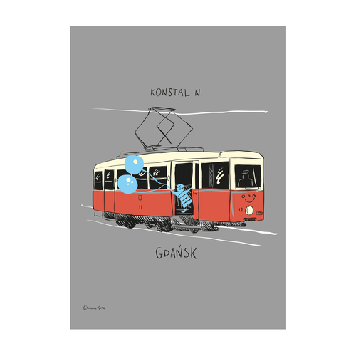 Plakat A4 Gdańsk Tramwaj Konstal N 1