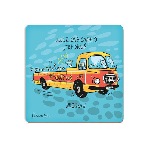 Podkładka pod kubek Wrocław Autobus Jelcz 043 cabrio "Fredruś" 1