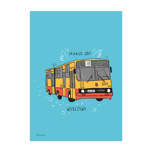 Plakat A4 Warszawa Autobus Ikarus 280 1