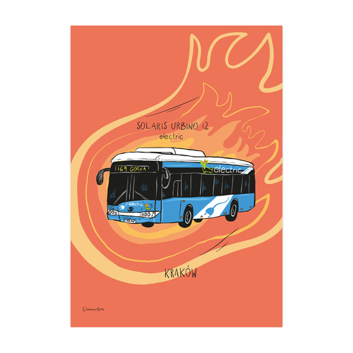 Plakat A4 Kraków Autobus Solaris Urbino 12 electric 1